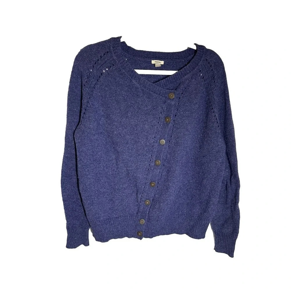 Fossil Women’s Asymmetrical Button Cardigan Size M Wool/Cashmere Blend
